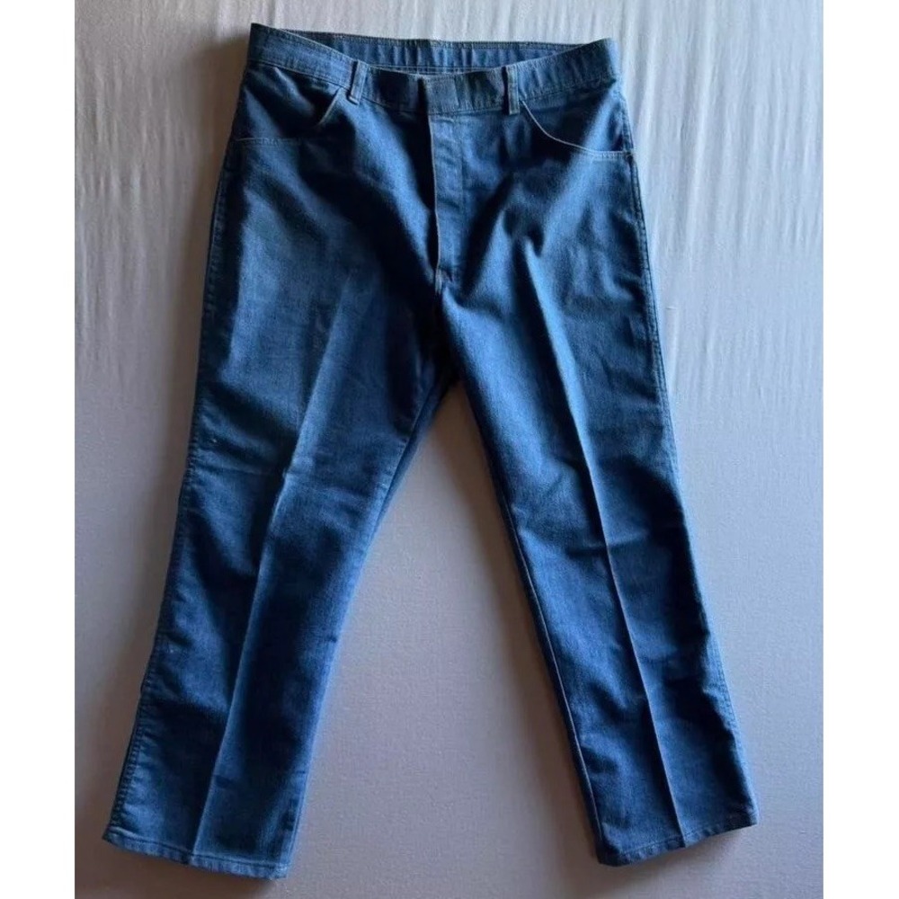 Wrangler Riata Blue Denim Flat Front Straight Leg Pants Mens 38x29 85498LB